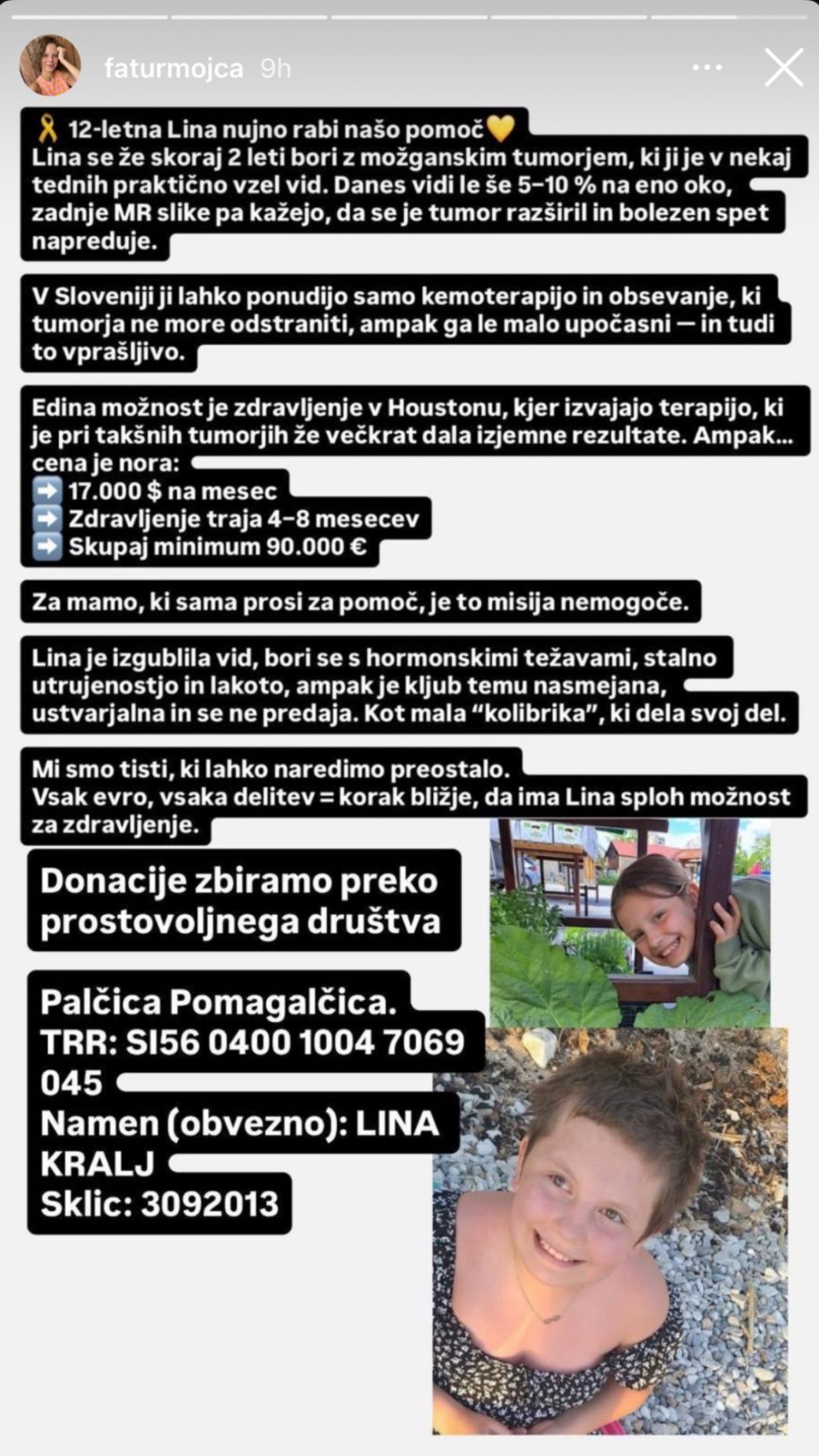 Tina Gaber se ni obrnila vstran. Vir: Instagram