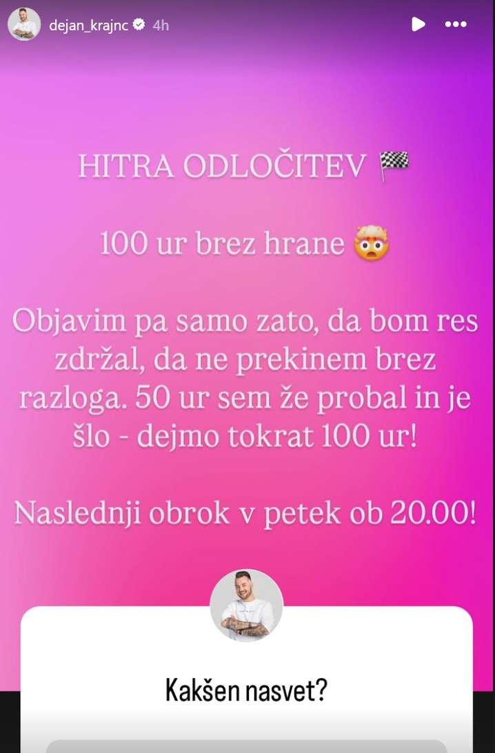 Dejan Dogaja 100 ur ne bo jedel