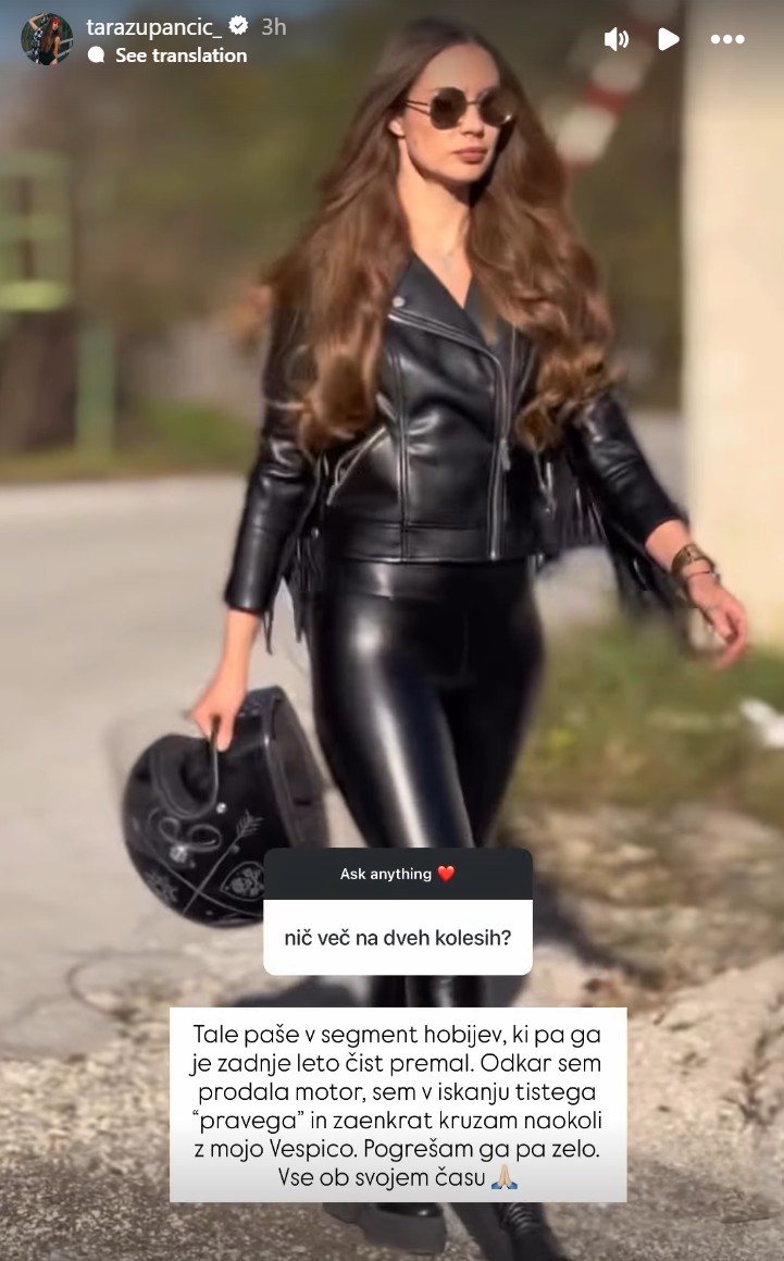 Tara Zupančič pogreša motor