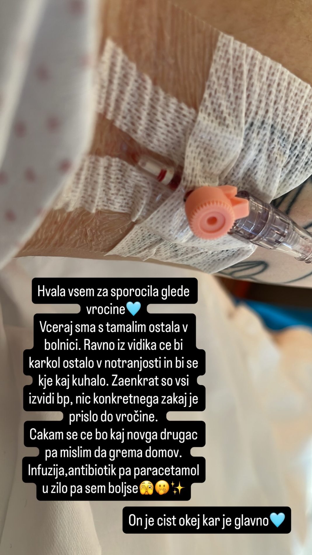 Karin Lipovnik je pristala v bolnišnici. Vir: Instagram