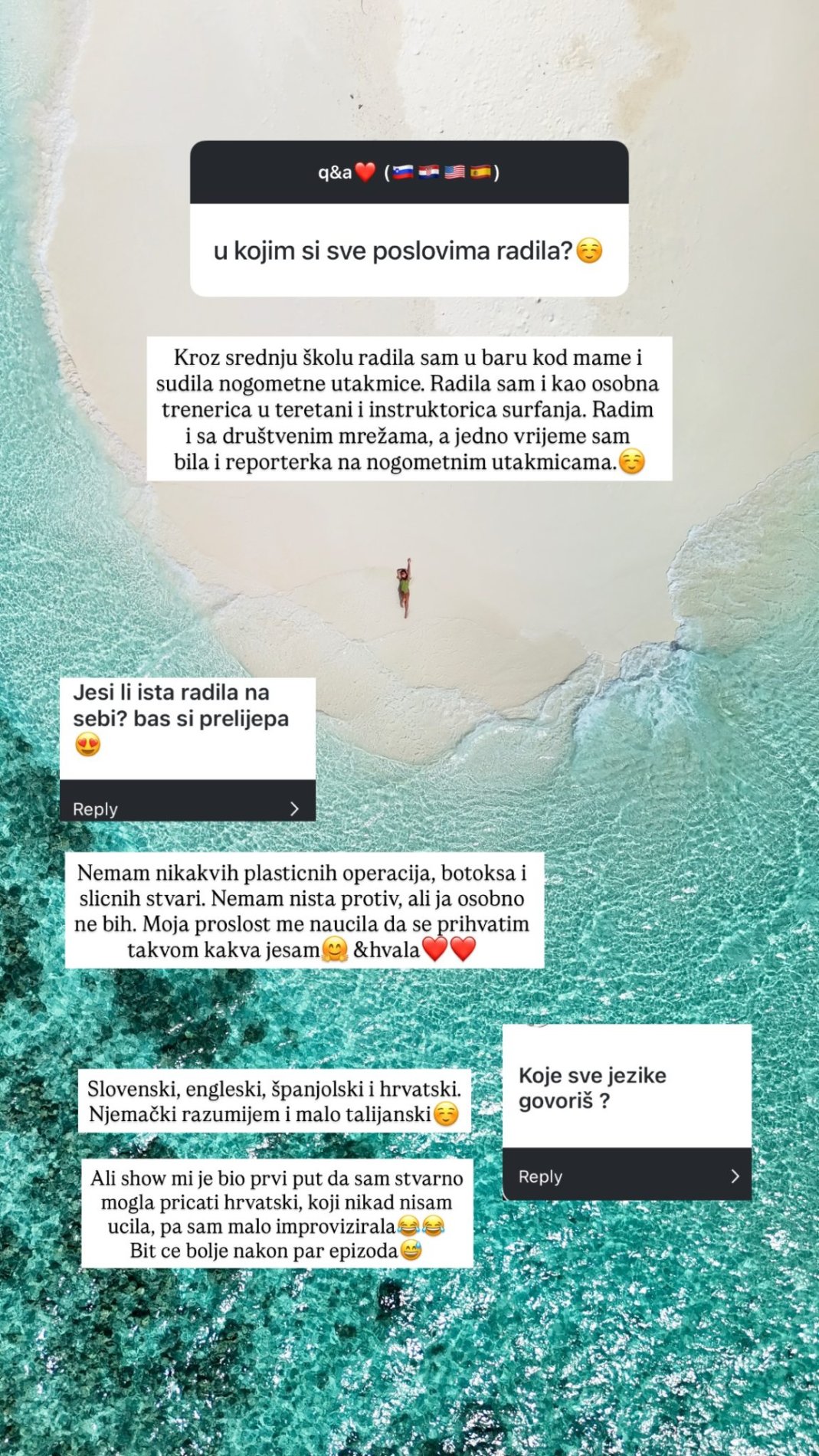 Kaja Casar in njene delovne izkušnje. Vir: Instagram