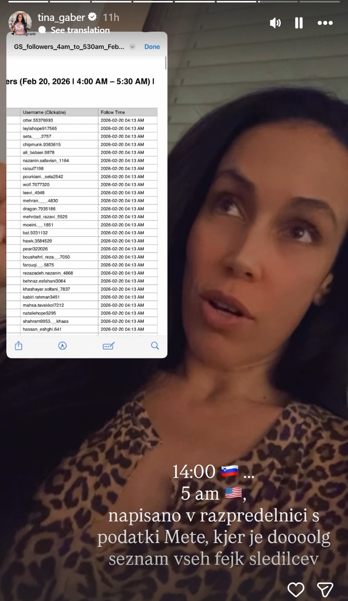 Tina Gaber je pojasnila časovnico. Vir: Instagram