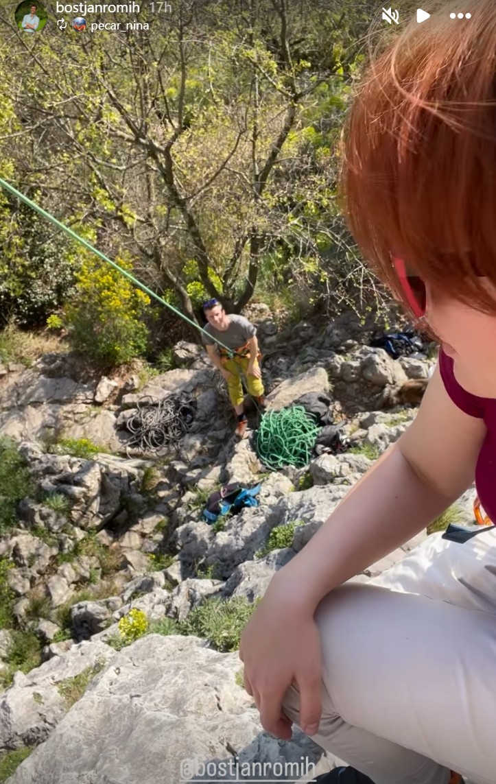 Boštjan Romih in njegova srčna izbranka na plezanju. Vir: Instagram