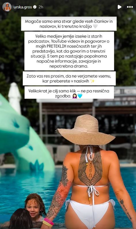 Urška Gros in pojasnilo