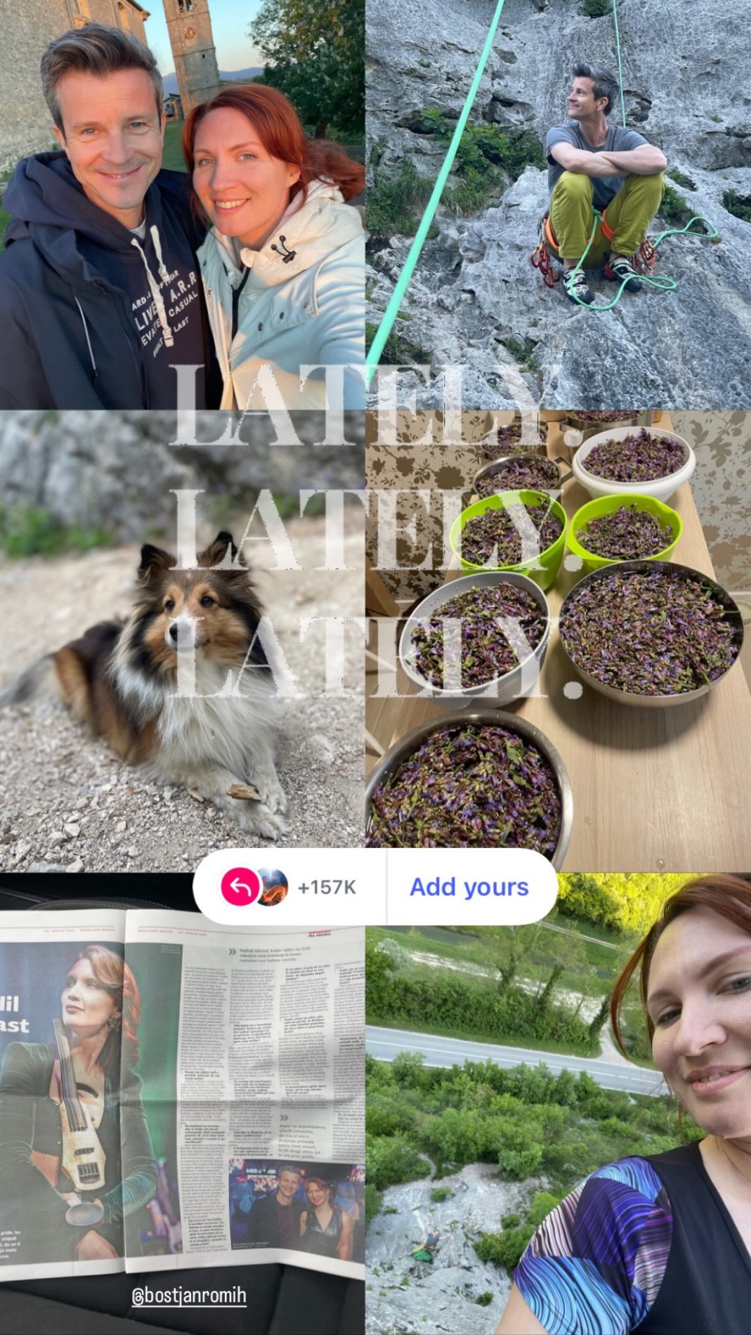Boštjan Romih in aktivnosti z Nino. Vir: Instagram