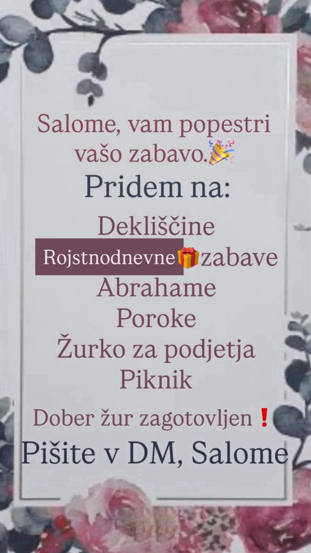 Ponudba Salome. Vir: Instagram
