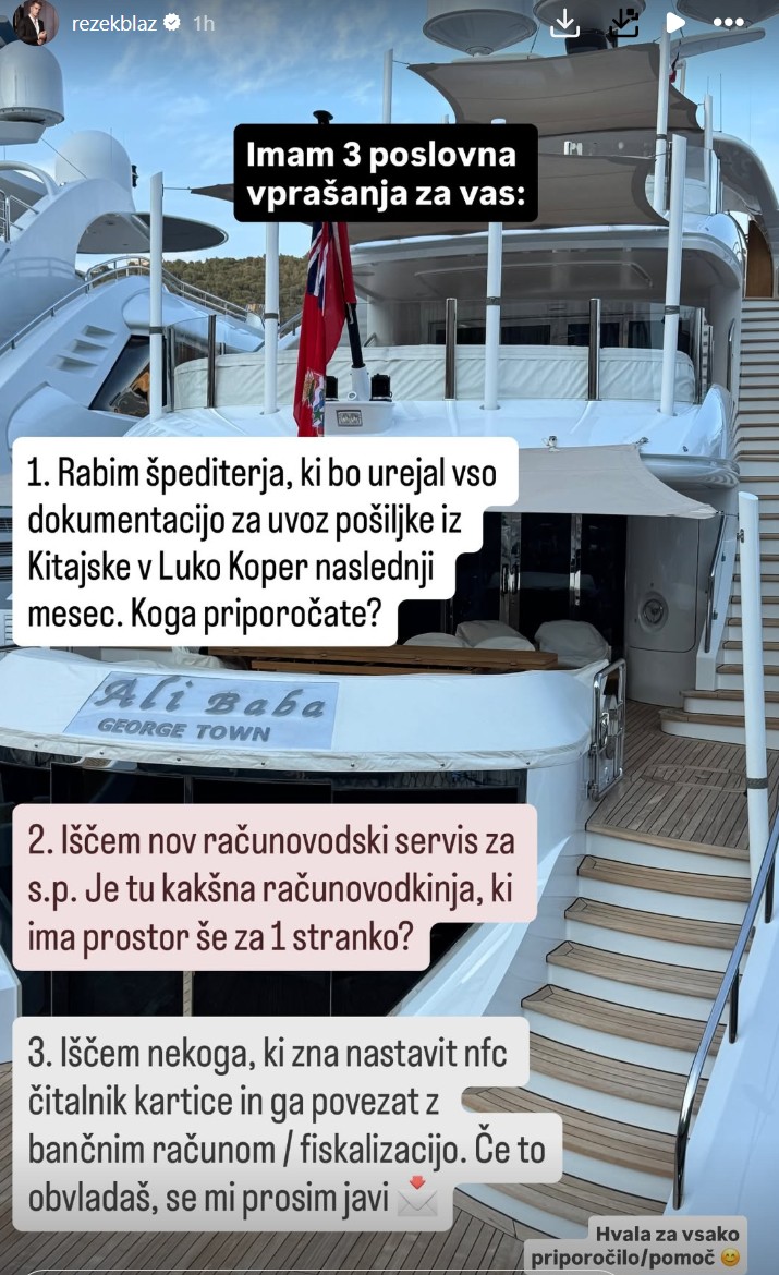 Blaž išče pomoč. Vir: Instagram