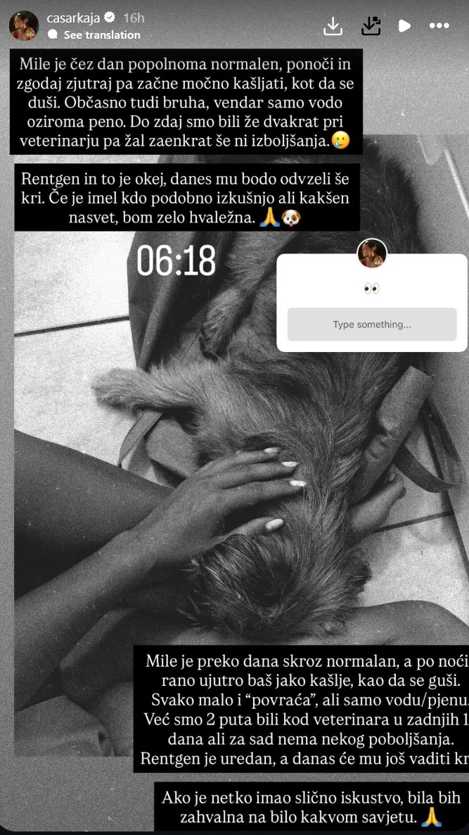 Kaja Casar in njen MIle. Vir: Instagram