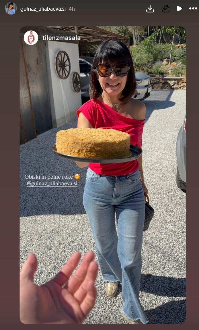 Gulnaz mu je prinesla svoj medovik. Vir: Instagram