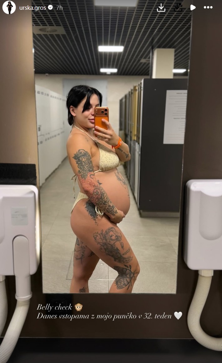 Urška Gros in njen trebušček. Vir: Instagram